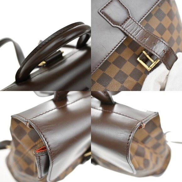 LOUIS VUITTON Logo Soho Backpack Bag Damier Ebene Leather Brown N51132 42YH493 - Picture 10 of 15